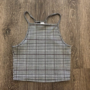 Divided Plaid Crop Tank